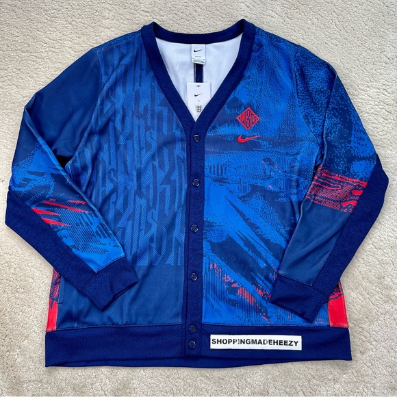 [XL] NIKE ENGLAND DRI-FIT Player Soccer Futbol Button-Up Cardigan Sweater Blue